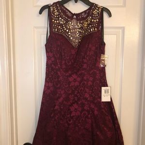 Burgundy Lace Mini Dress - never worn